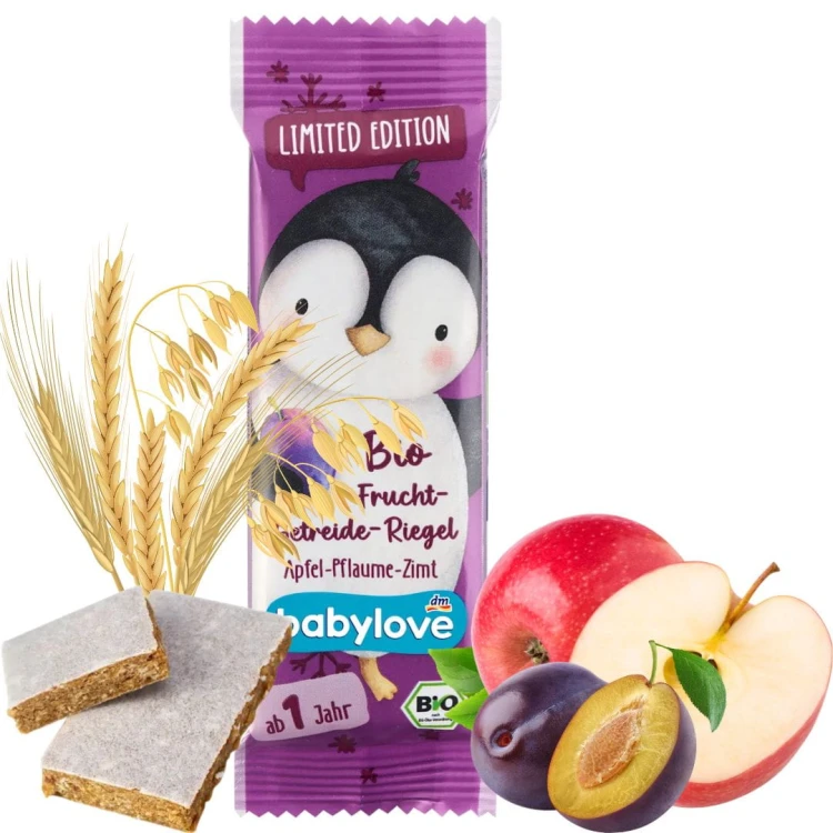Babylove Bio Zdrowy Ekologiczny Batonik Zbożowy Jabłko Śliwka Cynamon Zima