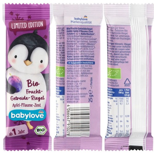 Babylove Bio Zdrowy Ekologiczny Batonik Zbożowy Jabłko Śliwka Cynamon Zima