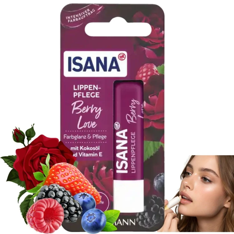 Isana Berry Love Balsam Nawilżający Ochronny Do Ust Olej Kokosowy Wit E