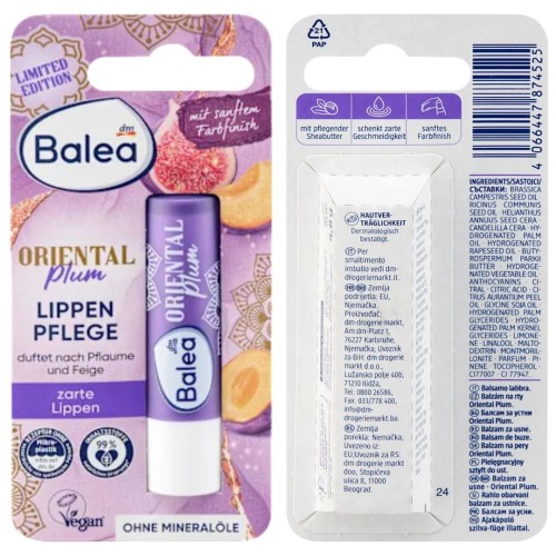 Balea Oriental Plum Balsam W Sztyfcie Nawilżający Ochronny Do Ust Szminka