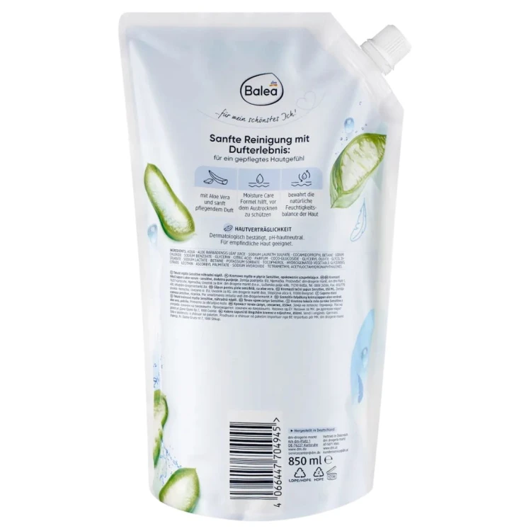 Balea Mydło W Płynie Sensitive Zapas 850ml Ekstrakt Z Aloe Vera