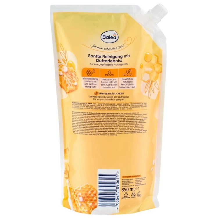 Balea Mydło W Płynie Mleko Z Miodem Z Proteinami 500Ml Zapas Uzupełniacz
