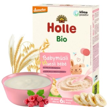 Holle Bio Pełnoziarnista Kaszka Musli Jabłko Banan Maliny 250g 6m