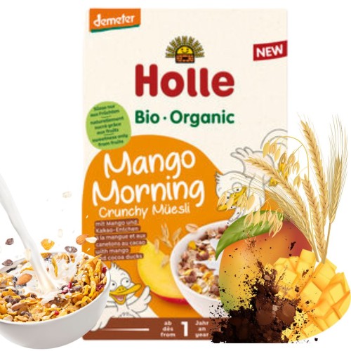 Holle Bio Zbożowe Musli Do Mleka Mango Morning Kakaowe Kaczuszki Śniadanie