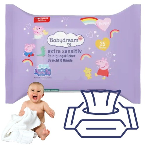 Babydream Extra Sensitive Chusteczki Nawilżane Do Buzi I Rączek Peppa 25szt
