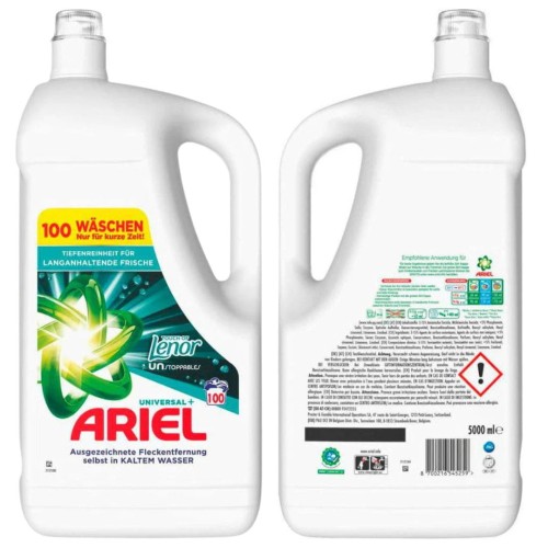 Ariel Płyn Żel Do Prania Białego I Jasnego Zapach Lenor 100 Prań Universal
