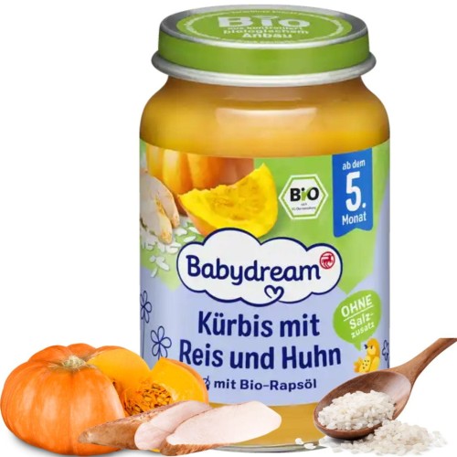 Babydream Bio Kremowa Dynia Z Ryżem I Kurczakiem 5m Obiadek Dla Niemowląt