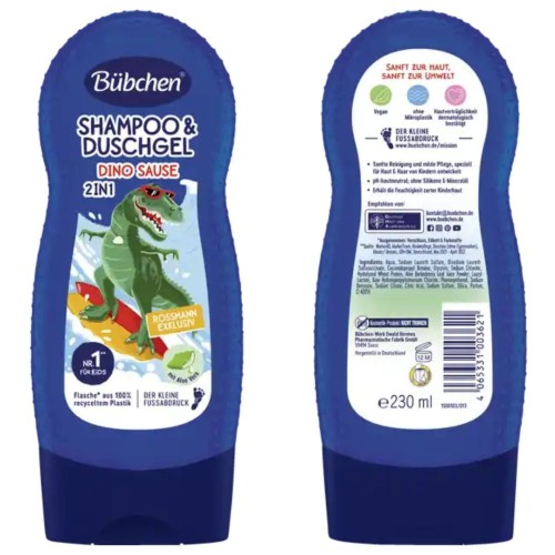 Bubchen Kids Szampon Do Włosów I Żel Do Mycia 2w1 Dino Sause 230ml