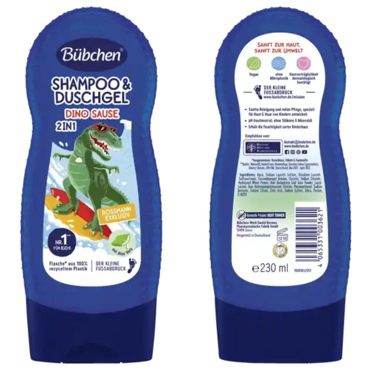 Bubchen Kids Szampon Do Włosów I Żel Do Mycia 2w1 Dino Sause 230ml