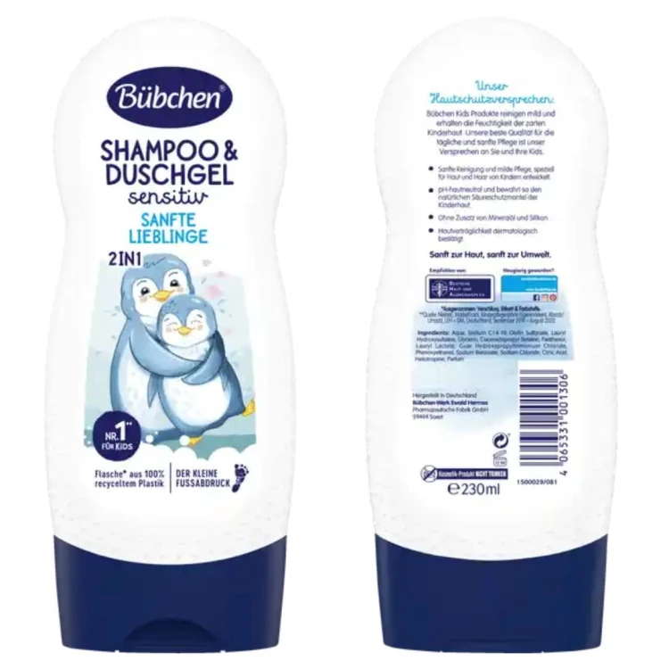 Bubchen Kids Sensitive Szampon Do Włosów I Żel Do Kąpieli 2w1 230ml