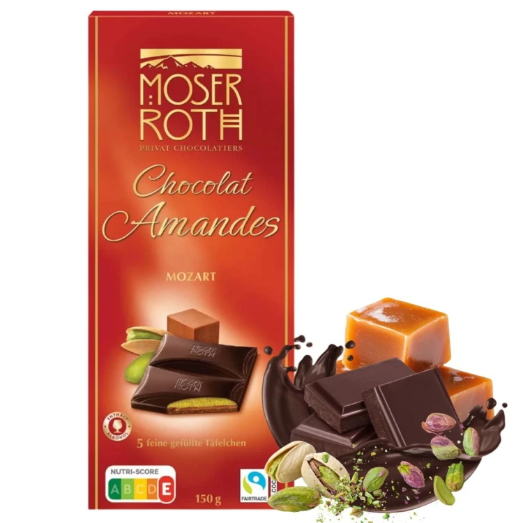 Moser Roth Mozart Czekolada Ciemna Krem Pistacjowy Pistacje Marcepan Nugat