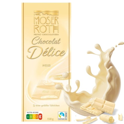 Moser Roth Chocolat Delice Biała Czekolada Z Delikatnym Lekkim Musem 150g