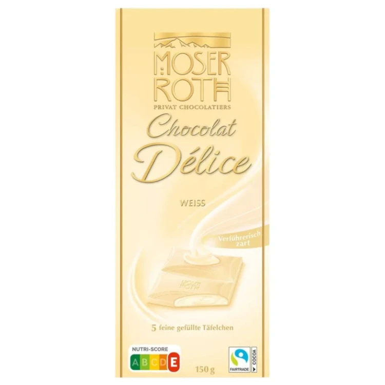 Moser Roth Chocolat Delice Biała Czekolada Z Delikatnym Lekkim Musem 150g