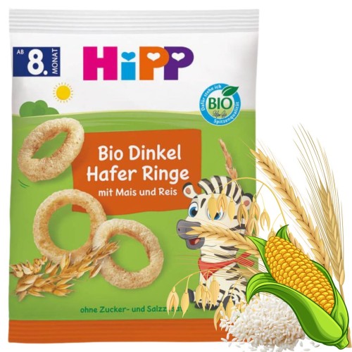 Hipp Bio Chrupki Krążki Orkiszowo Owsiane Z Ryżem I Kukurydzą 8m Zebra
