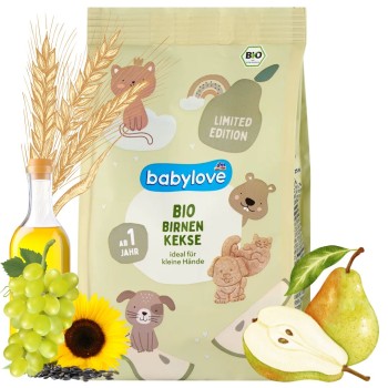 Babylove Bio Keksy Zwierzątka Pszenne Ciasteczka Z Gruszką Sok Z Winogron