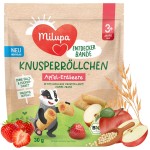 Milupa Bio Chrupące Ciasteczka Rolki Mini Bułeczki Jabłko Truskawka 3+ Nowość