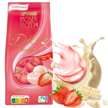 Moser Roth Delice Collection Kule Praliny Biała Czekolada Krem Truskawka 10 szt