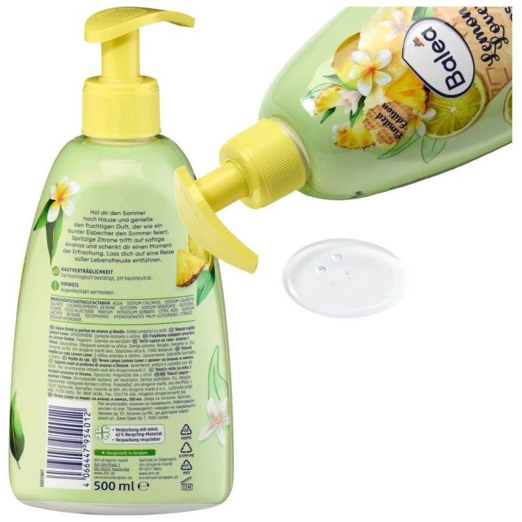 Balea Lemon Lover Mydło W Płynie Z Pompką Letni Ananas Cytryna 500ml
