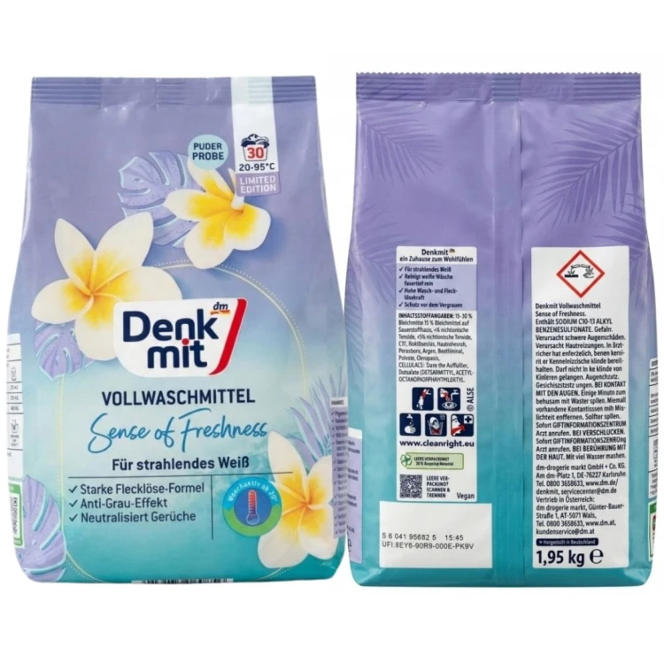Denkmit Sense Of Freshnes Proszek Do Prania Białego I Przeciw Szarzeniu 30 Prań