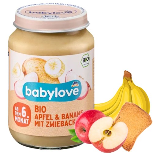 Babylove Bio Jabłko Z Bananem I Sucharkiem Deser Owocowy Dla Niemowląt 6m