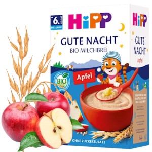 Hipp Bio Kaszka Owsianka Na Mleku Z Jabłkiem Na Noc Dla Dzieci Po 6 Miesiącu