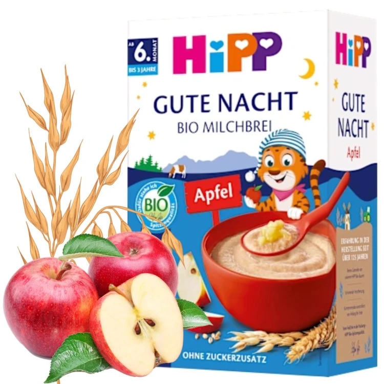 Hipp Bio Kaszka Owsianka Na Mleku Z Jabłkiem Na Noc Dla Dzieci Po 8 Miesiącu