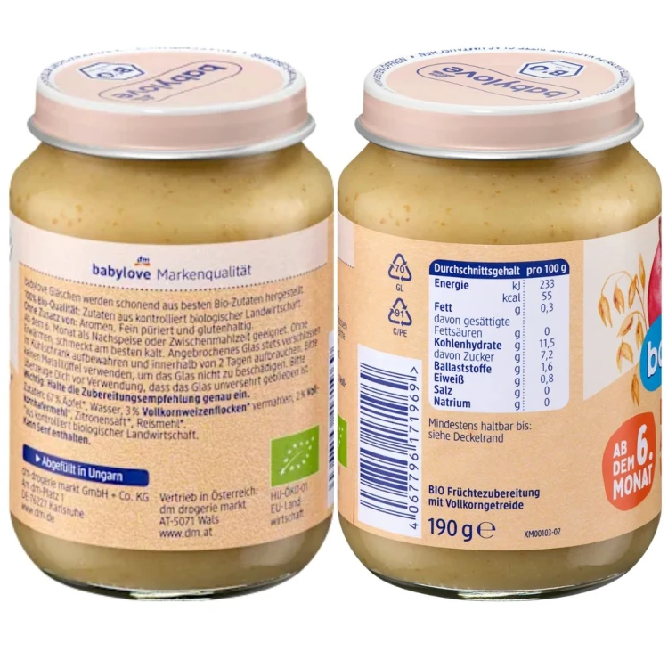Babylove Bio Mus Owocowy Deserek Jabłko Z Płatkami Zbożowymi 6m 190g