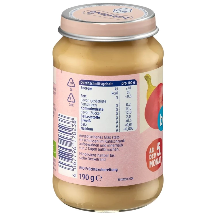 Babylove Bio Mus Owocowy Deser Dla Dzieci Jabłko Banan 5m 190g