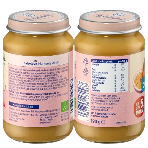 Babylove Bio Deser Owocowy Mus Dla Dzieci Brzoskwinia Maracuja Jabłko 5m