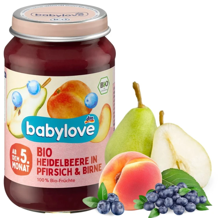 Babylove Bio Deser Jagoda Brzoskwinia Gruszka 5m Mus Owocowy