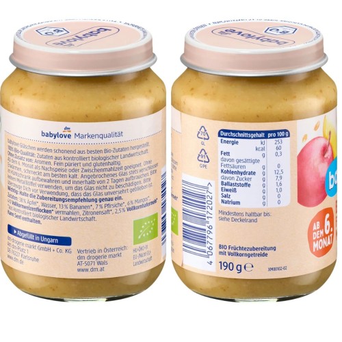 Babylove Bio Deserek Mix Owocowy Z Mango I Zbożami 6m mus Dla Dzieci
