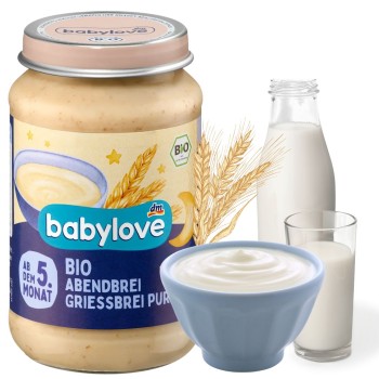 Babylove Bio Kolacja Dla Niemowląt Pszenna Mleczna Kaszka Manna Na Noc 5m