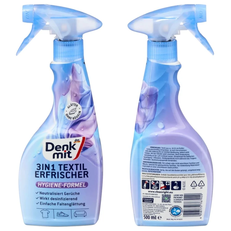 Denkmit Odświeżacz Do Tkanin Neutralizator Zapachów Efekt Żelazka Spray 500ml