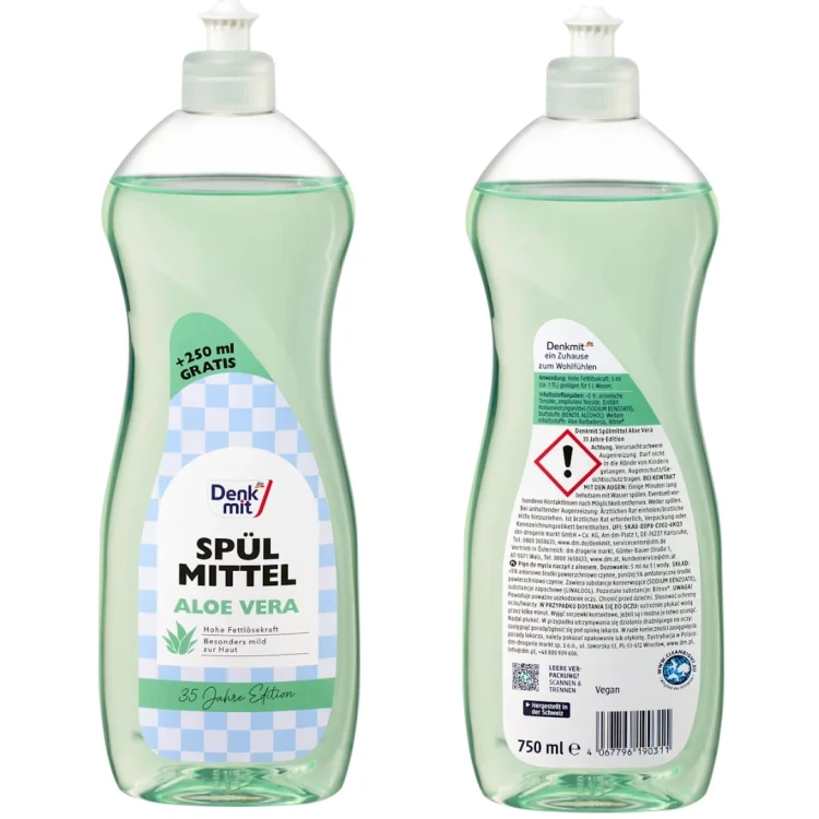 Denkmit Płyn Do Mycia Naczyń Na Tłuszcz Aloe Vera 750ml Na Tłuszcz