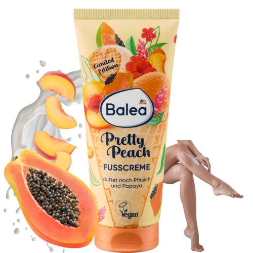 Balea Pretty Peach Nawilżający Krem Do Stóp Sorbet Brzoskwinia Papaya 100ml