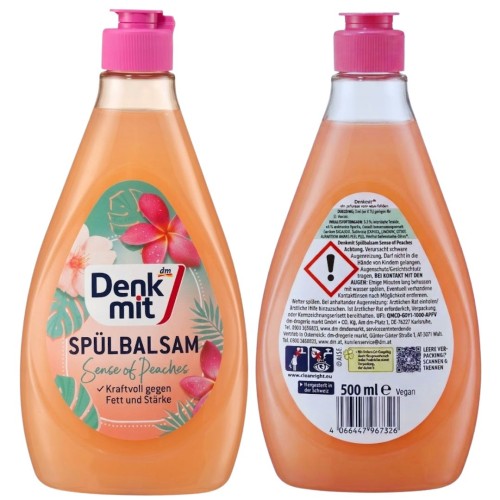 Denkmit Sense Of Peaches Płyn Koncentrat Do Mycia Naczyń Brzoskwinia 500ml