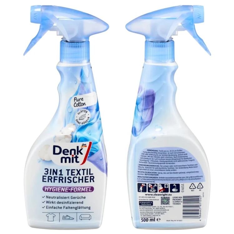 Denkmit Odświeżacz Do Tkanin Neutralizator Zapachów Efekt Żelazka Cotton 500ml