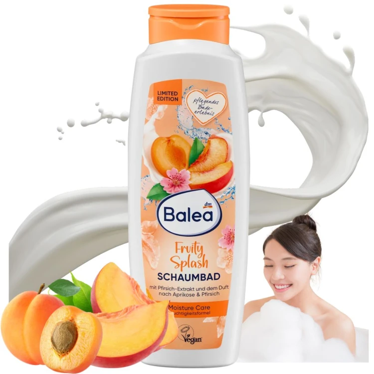 Balea Fruity Splash Płyn Do Kąpieli Do Wanny Duża Piana Brzoskwinia Morela 750ml