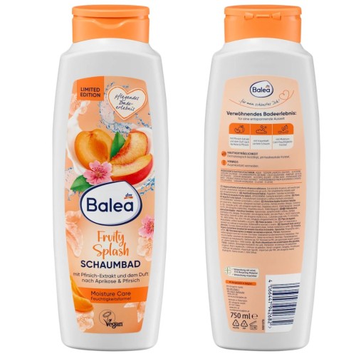 Balea Fruity Splash Płyn Do Kąpieli Do Wanny Duża Piana Brzoskwinia Morela 750ml