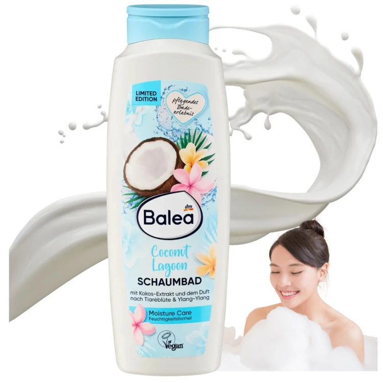 Balea Coconut Lagoon Płyn Do Kąpieli Do Wanny Duża Piana Kokos Tiara Ylang 750ml