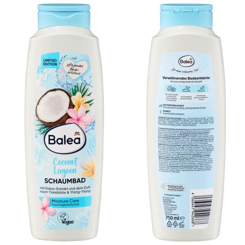 Balea Coconut Lagoon Płyn Do Kąpieli Do Wanny Duża Piana Kokos Tiara Ylang 750ml