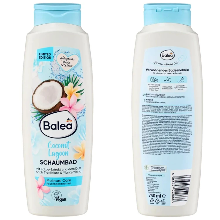 Balea Coconut Lagoon Płyn Do Kąpieli Do Wanny Duża Piana Kokos Tiara Ylang 750ml