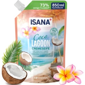 Isana Coco Lagoon Delikatne Letnie Mydło Kokos Frangipani 850 ml Zapas