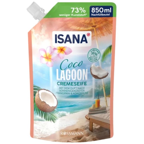 Isana Coco Lagoon Delikatne Letnie Mydło Kokos Frangipani 850 ml Zapas