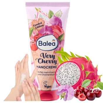Balea Verry Cherry Krem Do Rąk Dłoni Odżywczy Zapach Wiśni I Smoczy Owoc 100ml