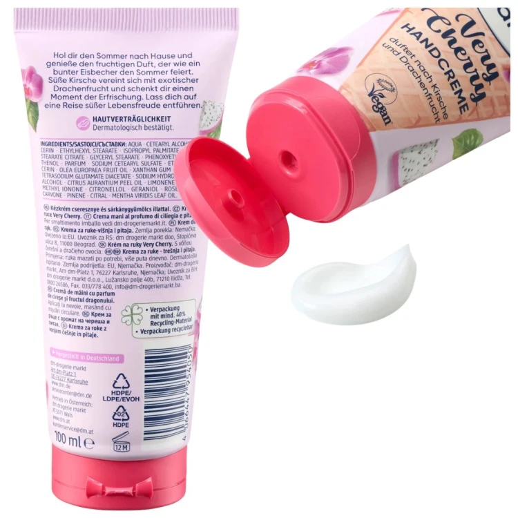 Balea Verry Cherry Krem Do Rąk Dłoni Odżywczy Zapach Wiśni I Smoczy Owoc 100ml