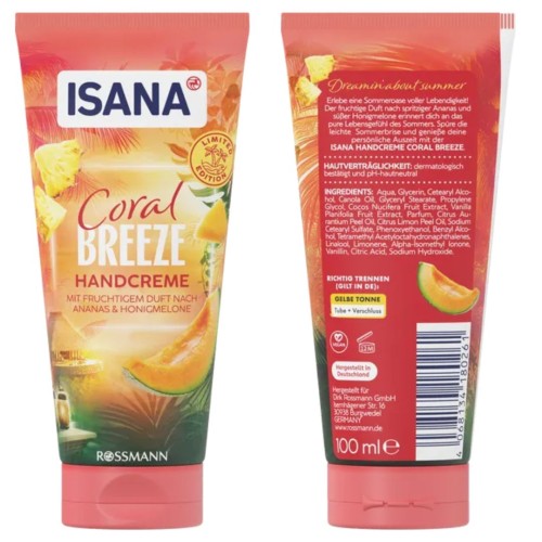 Isana Coral Breeze Krem Do Rąk Dłoni Ananas I Melon Miodowy 100ml