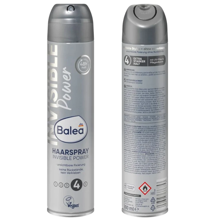 Balea Invisible Power Mocny Lakier Do Włosów Z UV I Witaminami Nie Skleja Nr 4