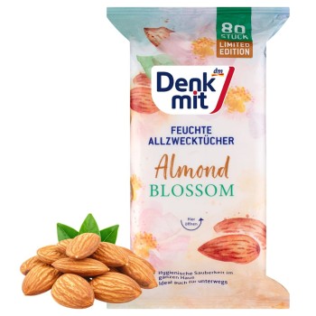 Denkmit Almond Blossom Mokre Ściereczki Chusteczki Czyszczące Migdał 80szt