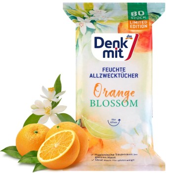 Denkmit Orange Blossom Mokre Ściereczki Chusteczki Czyszczące Pomarańcza 80szt